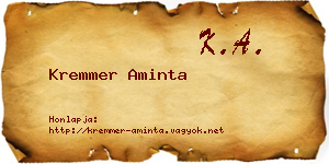 Kremmer Aminta névjegykártya